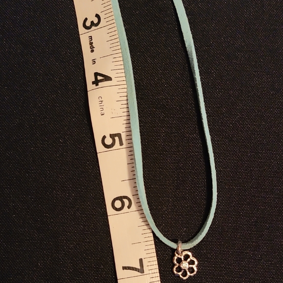 Blue Necklace with Sterling Silver Flower Pendant - Picture 3 of 4